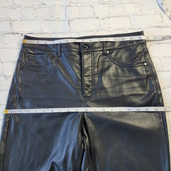 Express woman’s black laid leather skinny high rise pants size 8 - Picture 5 of 13